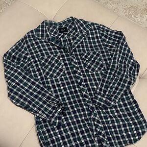 Rails Green and White Plaid Shirt